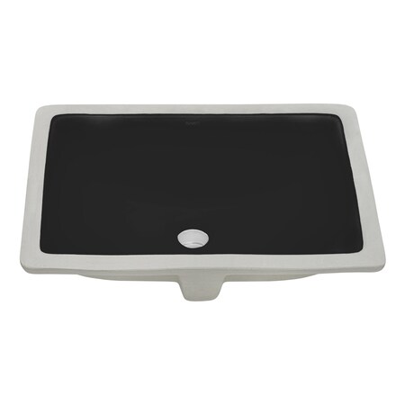 Ruvati 18 x 13 inch Undermount Bathroom Sink Black Rectangular Porcelain Ceramic with Overflow RVB0720BK